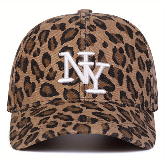 Casquette Femme NY – Motif Léopard, Réglable et Stylée pour Sorties Casual