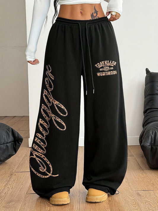 Pantalon Large Femme – Style Streetwear Automne/Hiver, Imprimé Guépard