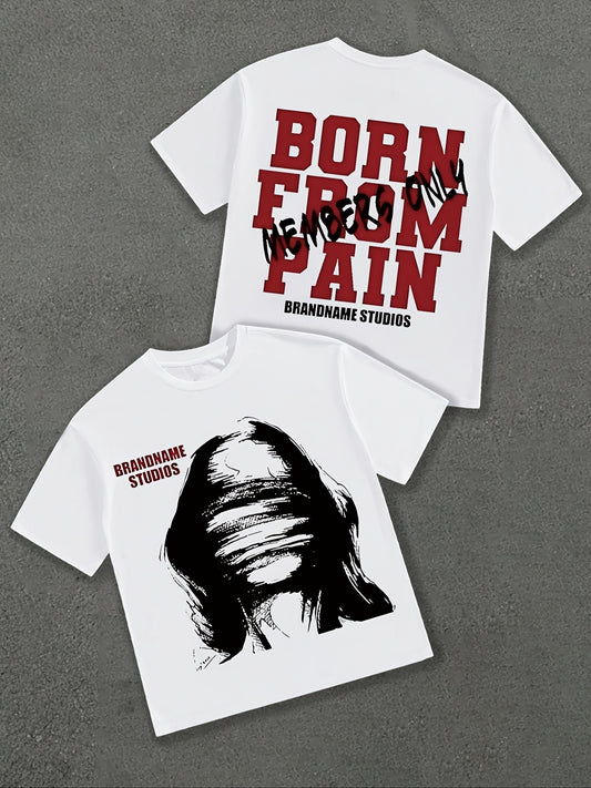 T-shirt Homme Blanc à Manches Courtes et Motif Lettres