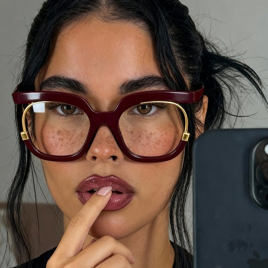 Lunettes Y2K Square-Round – Style Rétro Transparent pour Tous les Jours