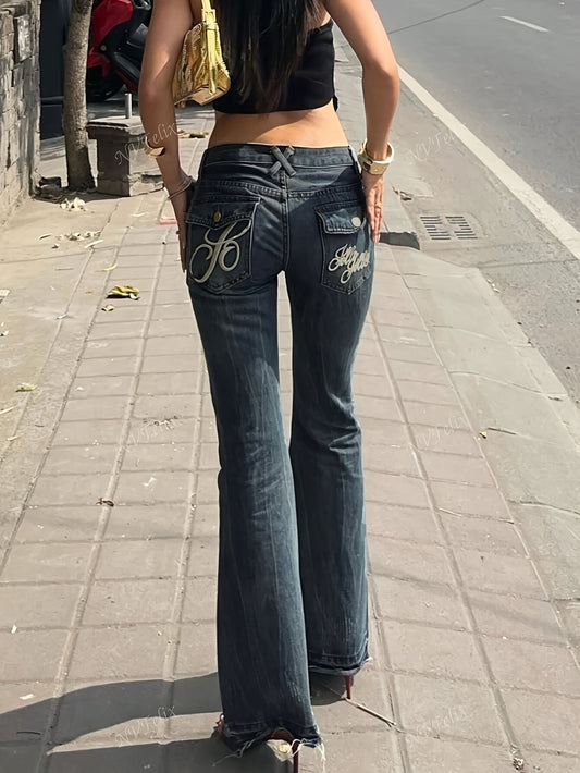 Jean femme Y2K streetwear extensible