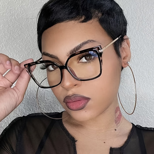 Women's Lightweight Non-Prescription Glasses - TR90 Frame with Minimalist Full-Rim, Everyday & Formal Events - Includes Cleaning Cloth - Compatible with Contacts - Elegant Eyewear Accessory, Fashion Statement, Retro Cat Eye D