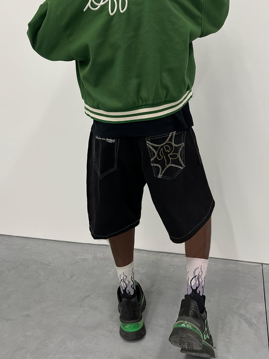 Short en Jean Homme Coupe Ample - Denim Non-Élastique, Taille Moyenne, Ouverture de Jambe Décontractée, Idéal pour Tenues Streetwear