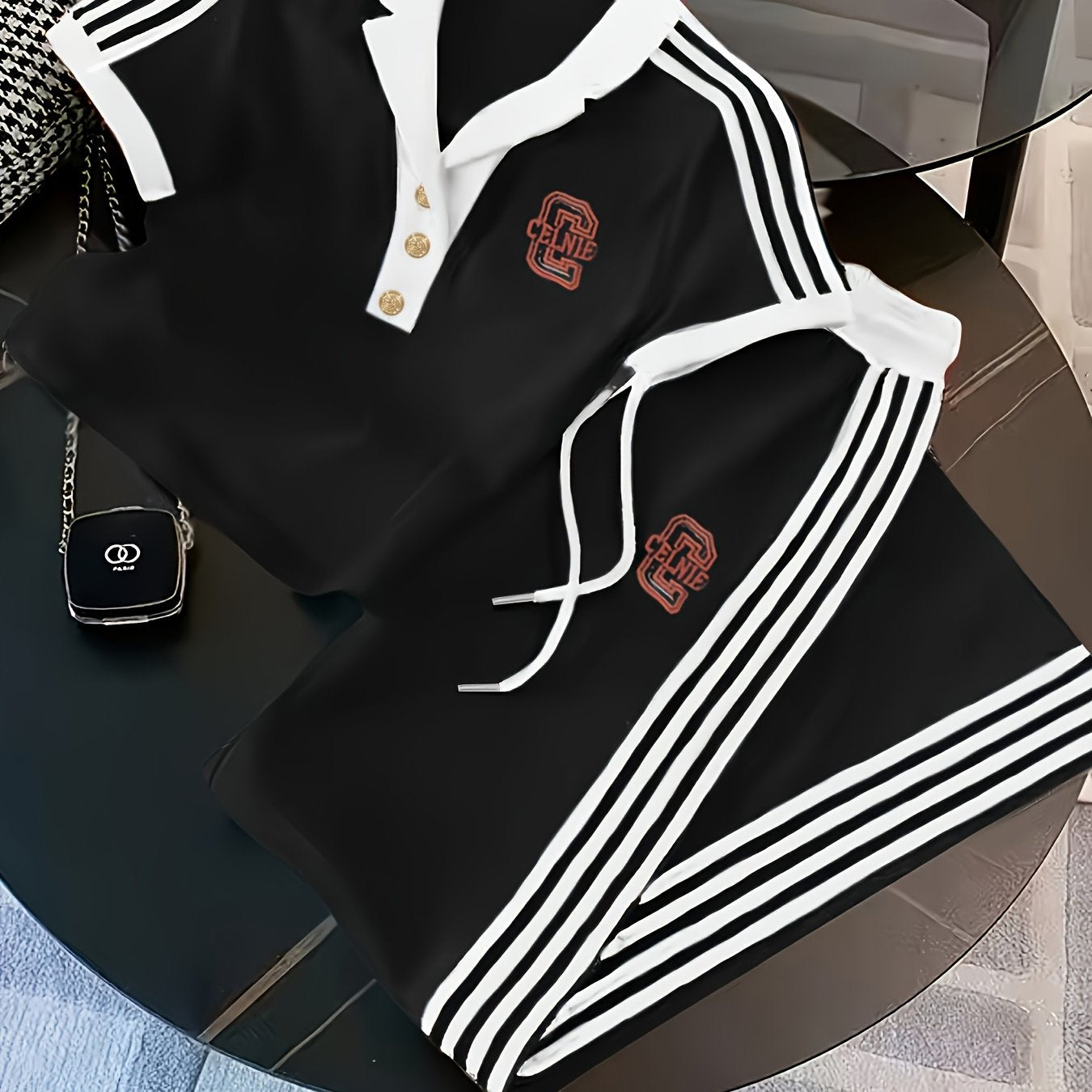 Ensemble Sport Femme – T-shirt Manche Courte et Pantalon Large