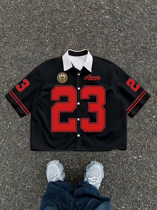 Chemise Courte Homme à Motif Numéro 23 et Style Urbain