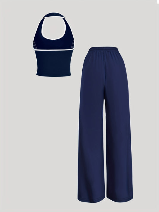 Ensemble 2 pièces femme – Top dos nu & pantalon large