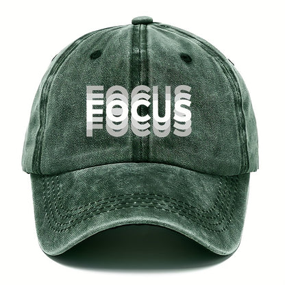 1pc FOCUS Themed Washed Cotton Baseball Cap, Adjustable Hat Suitable for Both Men And Women