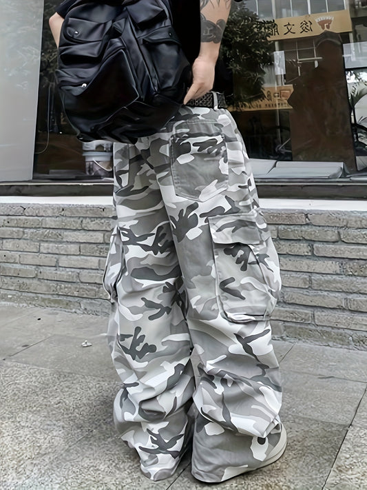 Jean Cargo Camo Homme Wide Leg – Coupe Ample, Style Streetwear Urbain