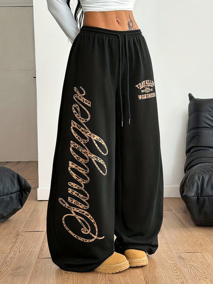 Pantalon Large Femme – Style Streetwear Automne/Hiver, Imprimé Guépard