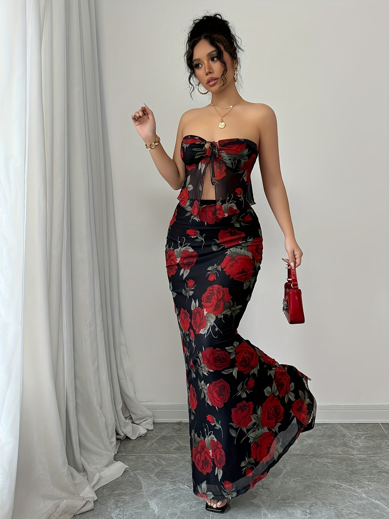 Ensemble jupe femme – Mesh imprimé élégant