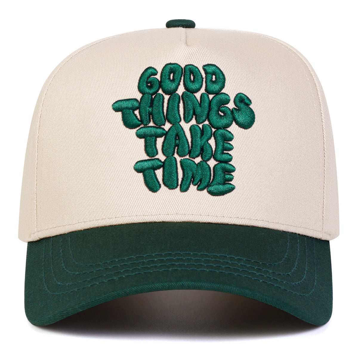 1pc Men's GOOD THINGS TAKE TIME Letter Baseball Cap, Fashion Five-Panel Adjustable Casual Outdoor Hat for Spring Autumn Travel Beach Party