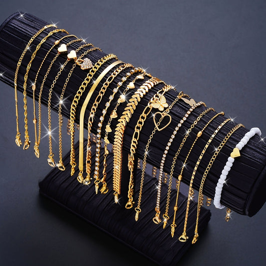 Lot de 19 Bracelets de Cheville Femme – Style Été Plage