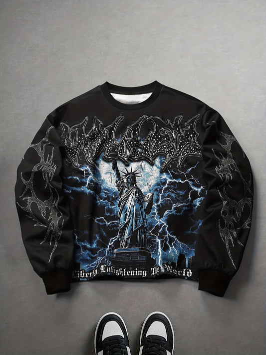 Pull Ample Décontracté Motif Statue de la Liberté