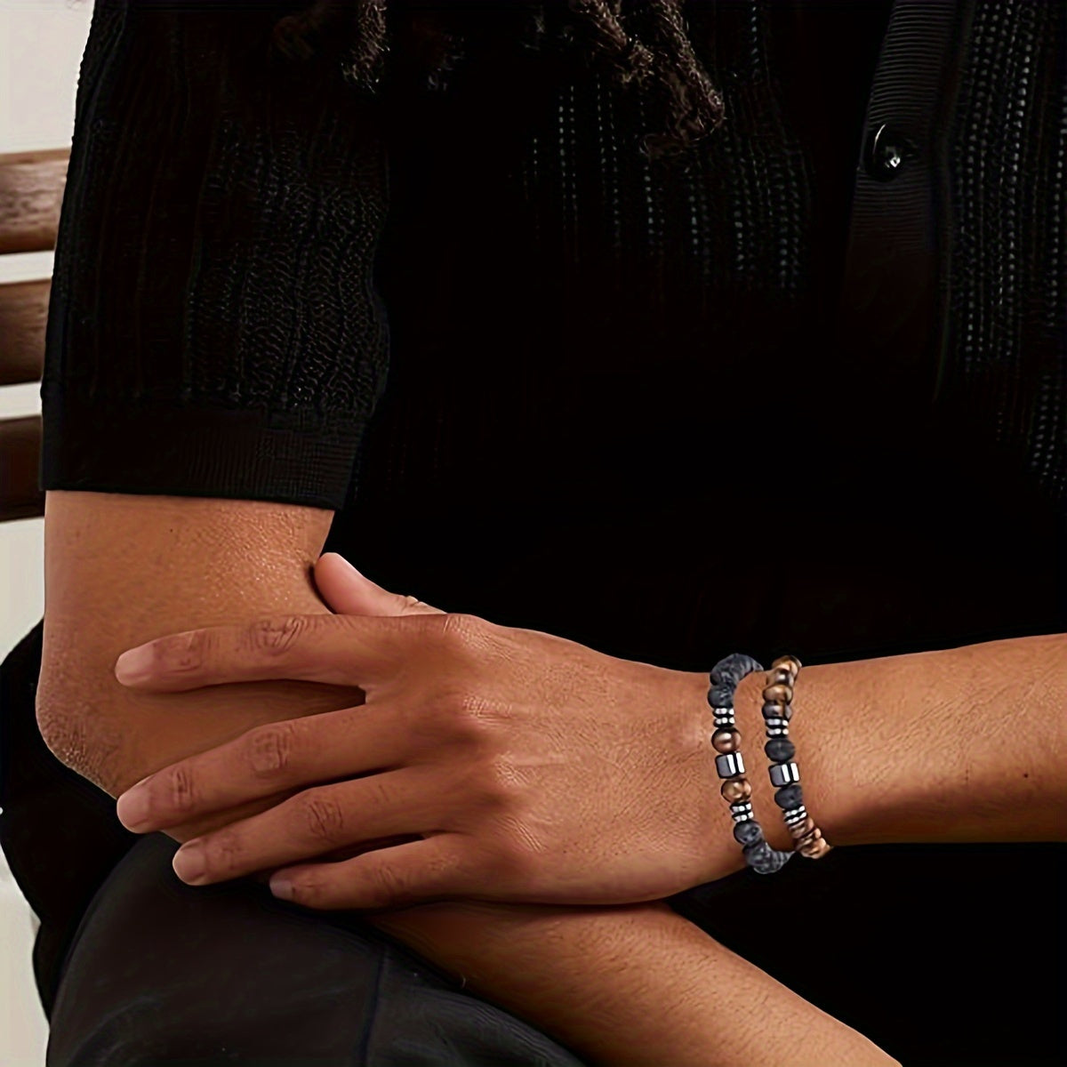 Lot de 4 Bracelets Perles Homme/Femme – Œil de Tigre & Turquoise Blanche