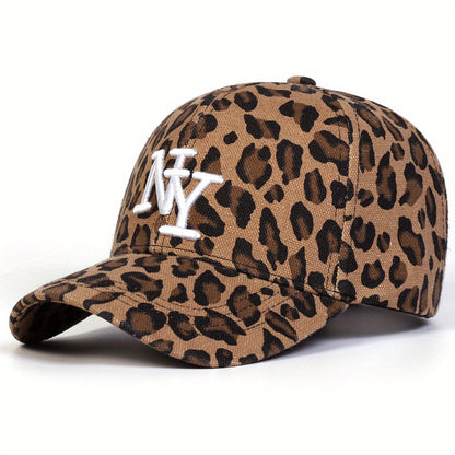 Casquette Femme NY – Motif Léopard, Réglable et Stylée pour Sorties Casual
