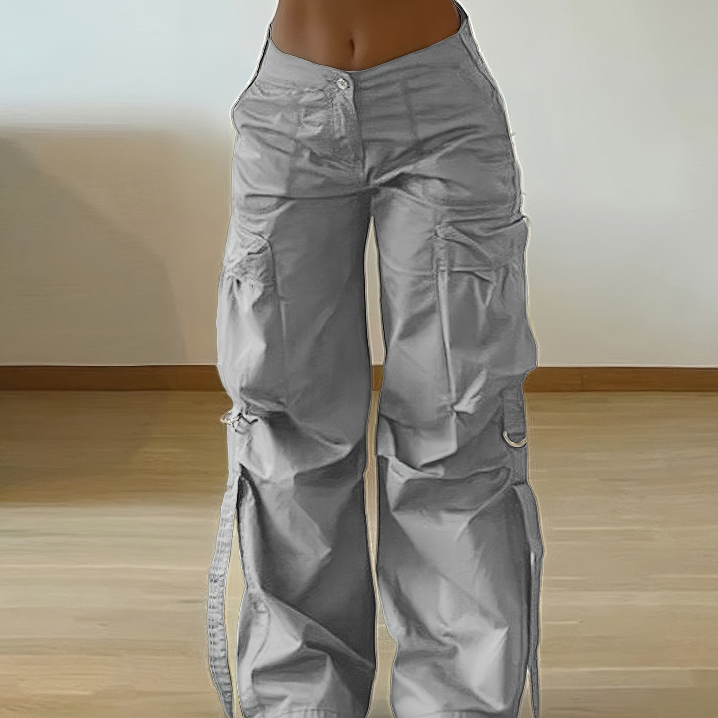 Women'S Trendy Street-Style Cargo Pants with Jogger Ties And Button Details
