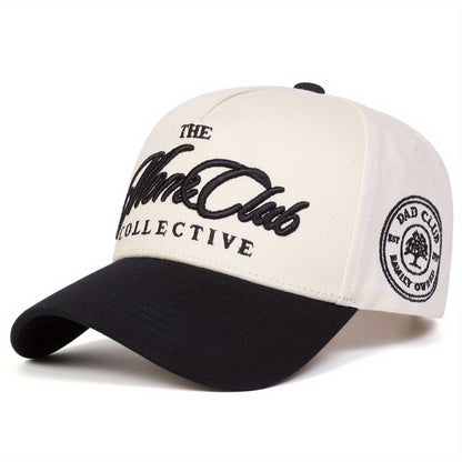 1 Men's THE MARE CLUB COLLECTIVE Baseball Cap, Fashionable Five-Panel Hat, Adjustable Outdoor Casual Cap, Suitable for Spring and Autumn Travel, Beach Vacations