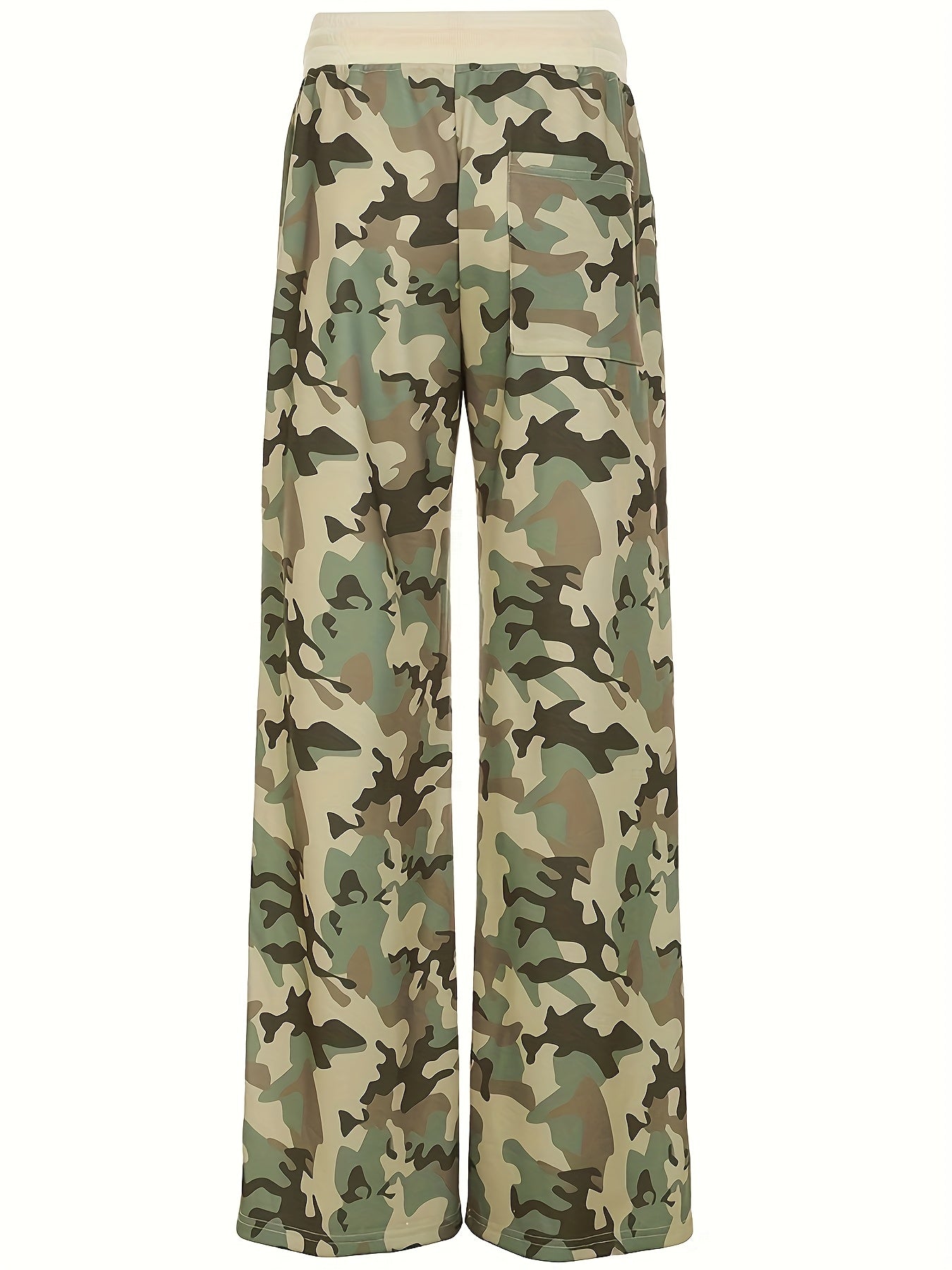 Color-Blocked Camo Street Casual Straight-Leg Pants for Women