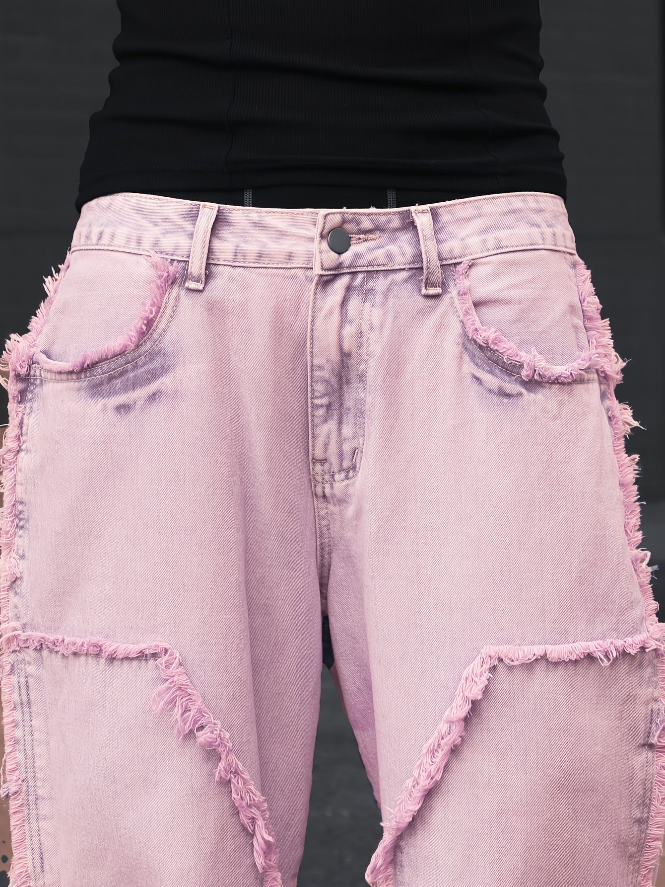 Jean Homme Coupe Large – Style Streetwear Décontracté avec Finitions Effilochées, Pantalon Casual