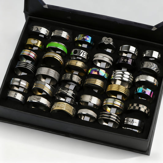 Lot de 10/20 Bagues Classiques Minimalistes en Acier Inoxydable – Mixte