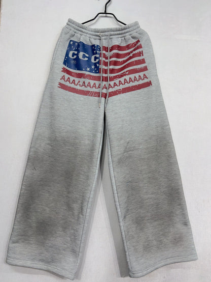 Pantalon Jogging Femme Y2K – Taille Élastique, Coupe Droite Large, Imprimé Lettres