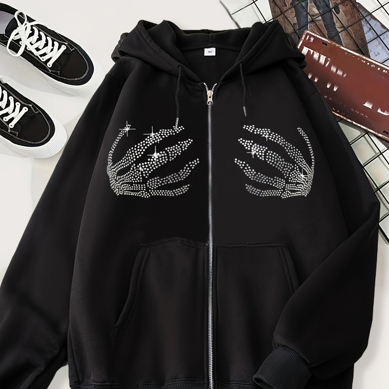 Pull à Capuche Femme – Marine avec Motif Requin