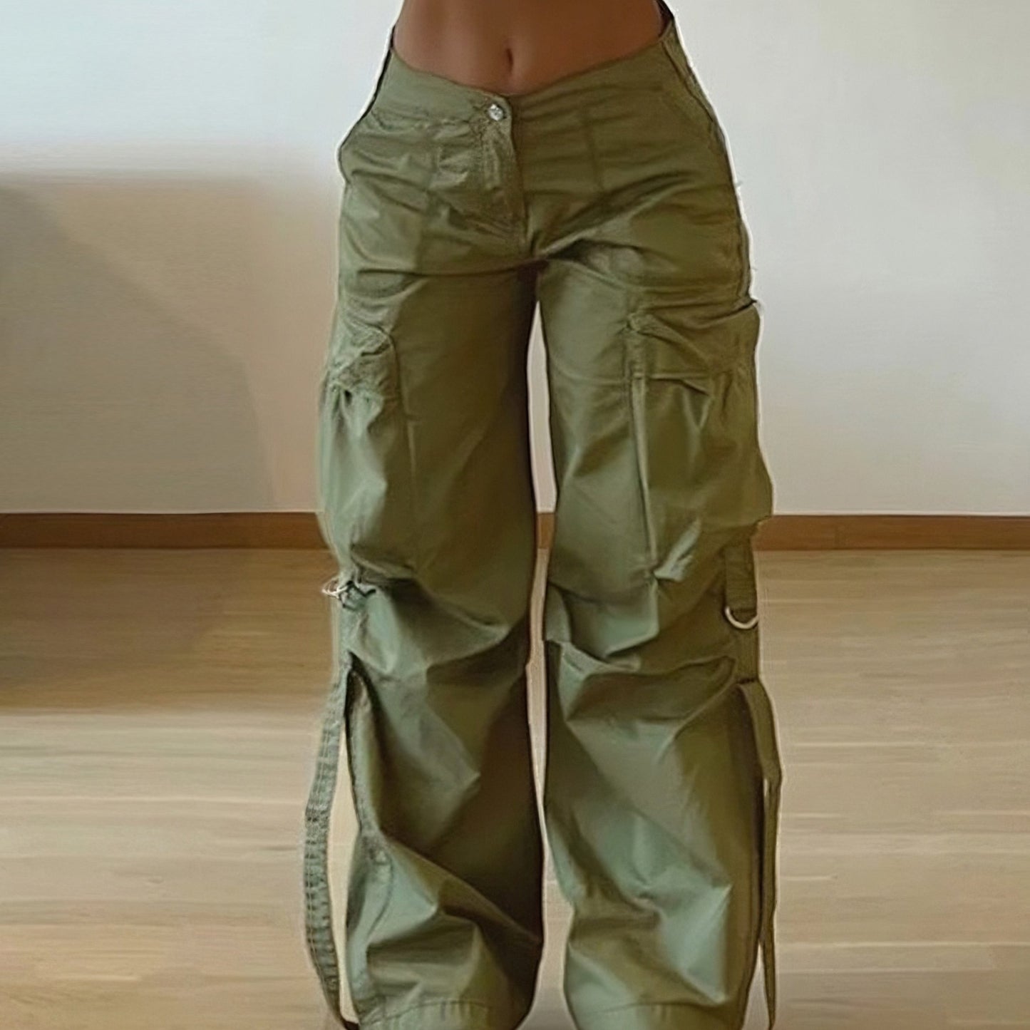 Women'S Trendy Street-Style Cargo Pants with Jogger Ties And Button Details