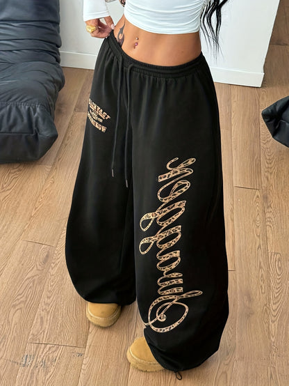 Pantalon Large Femme – Style Streetwear Automne/Hiver, Imprimé Guépard