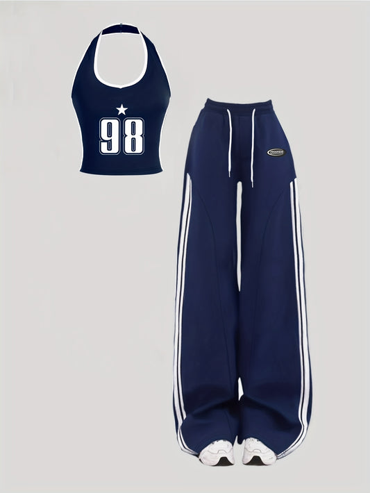 Ensemble 2 pièces femme – Top dos nu & pantalon large