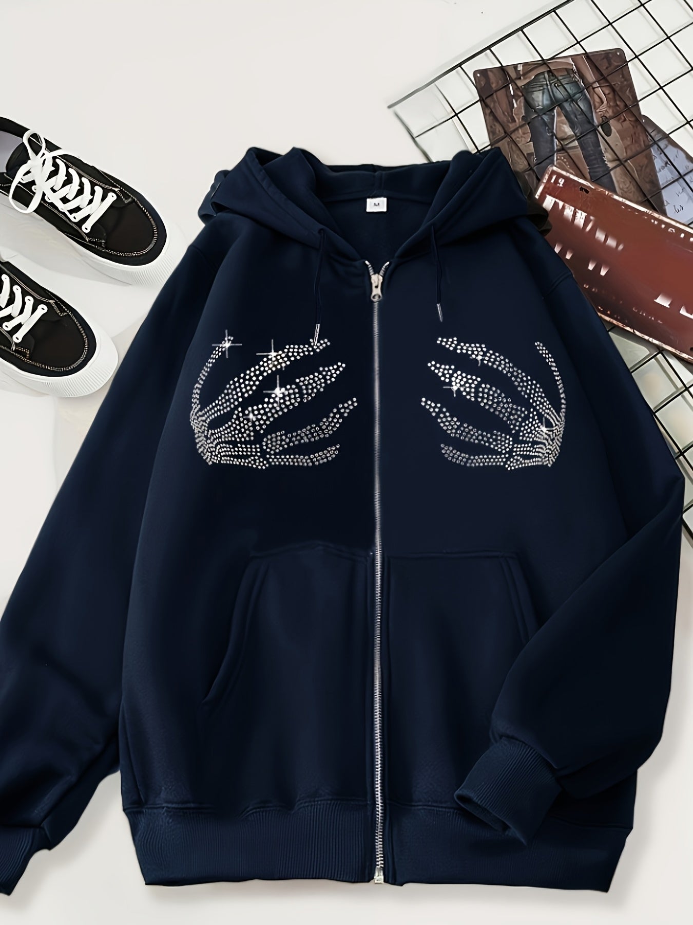 Pull à Capuche Femme – Marine avec Motif Requin