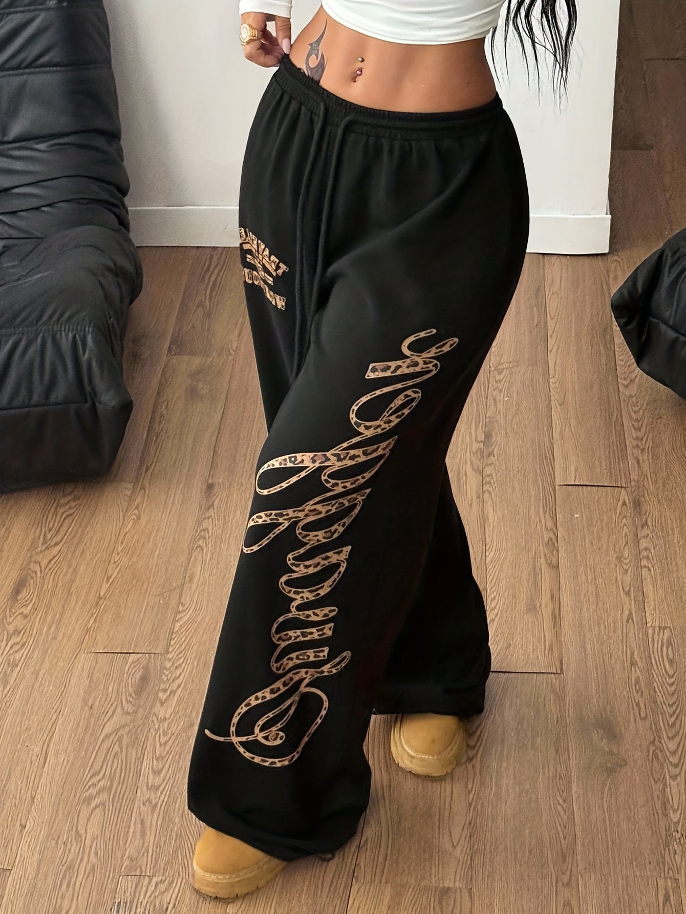 Pantalon Large Femme – Style Streetwear Automne/Hiver, Imprimé Guépard