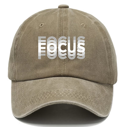 1pc FOCUS Themed Washed Cotton Baseball Cap, Adjustable Hat Suitable for Both Men And Women
