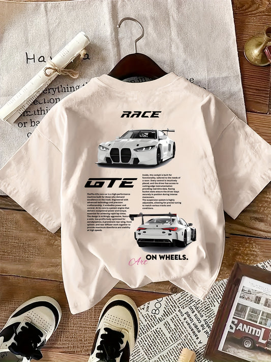 T-shirt Femme Imprimé Voiture – Style Casual pour Toutes Saisons