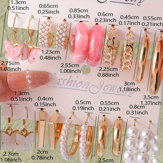 10 Pairs of Fashionable and Elegant Summer Women's Earrings Set, Animal Butterfly Shaped Dopamine Earrings, Daily Party Wear Gift