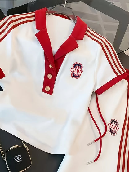 Ensemble Sport Femme – T-shirt Manche Courte et Pantalon Large