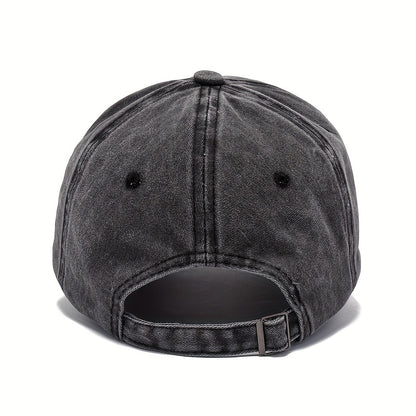1pc FOCUS Themed Washed Cotton Baseball Cap, Adjustable Hat Suitable for Both Men And Women