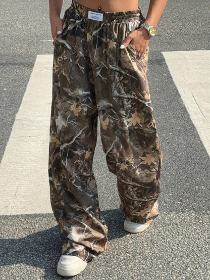 ZD111355 Directional Autumn And Winter Lightweight Women'S Wide-Leg Long Pants with Botanical Print