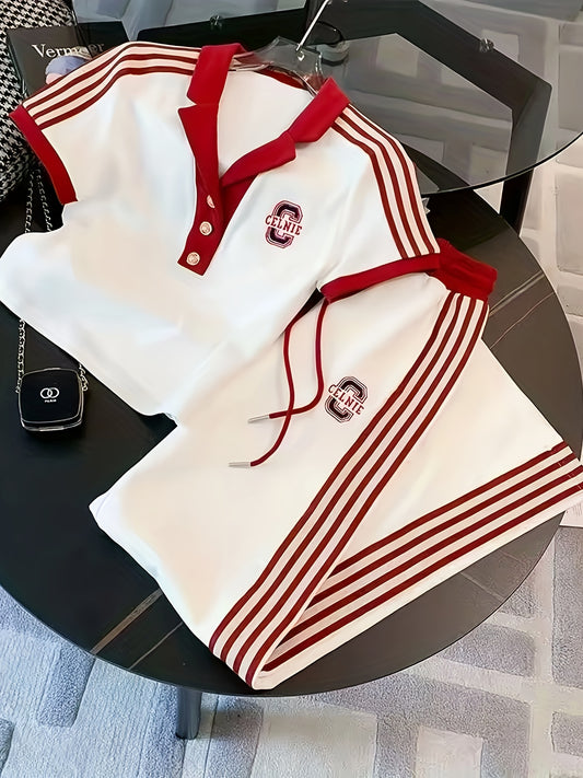 Ensemble Sport Femme – T-shirt Manche Courte et Pantalon Large