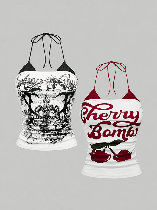 Ensemble deux pièces femme – Top halter & dentelle