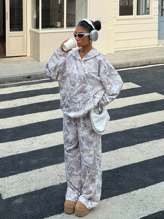 Ensemble Femme 2 Pièces – Hoodie et Joggers Amples à Motif Chat Siamois, Look Décontracté