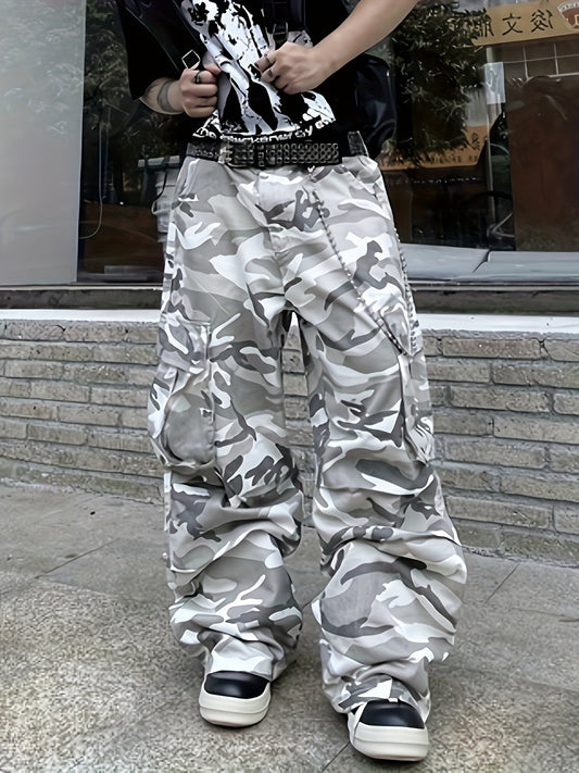 Jean Cargo Camo Homme Wide Leg – Coupe Ample, Style Streetwear Urbain