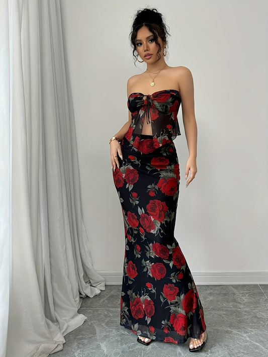 Ensemble jupe femme – Mesh imprimé élégant