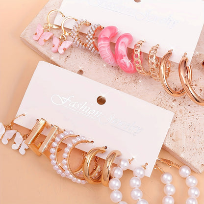 Lot de 10 Paires de Boucles d’Oreilles Femme – Papillon Animal Dopamine, Chic & Estival pour Fête et Quotidien