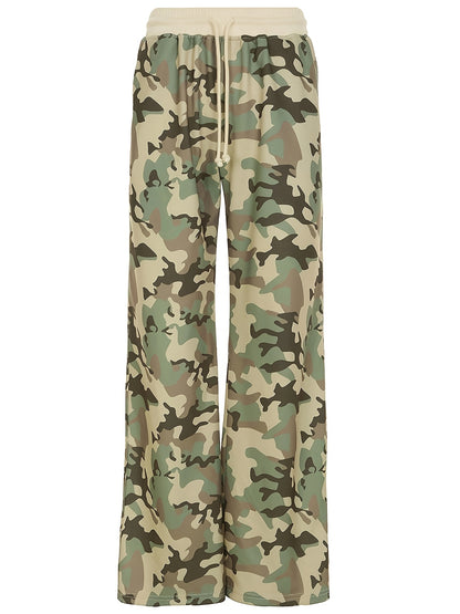 Color-Blocked Camo Street Casual Straight-Leg Pants for Women