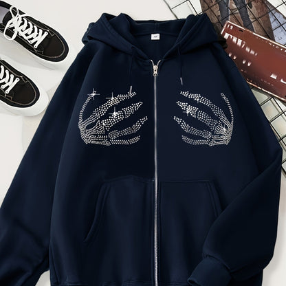 Pull à Capuche Femme – Marine avec Motif Requin