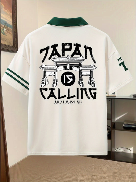 Chemise Courte Homme Style Gothique et Japonais à Motif Graphique