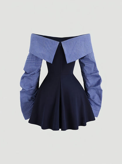 Jupe Longue Femme à Manches Longues – Design Une Épaule, Bloc-Couleur