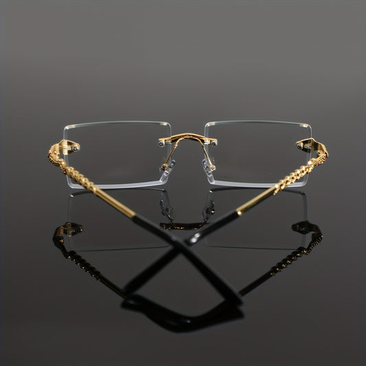 1 Pair of Men's Metal Rimless Vintage Minimalist Luxury Eyeglasses for Daily Commute, Business, Home, Vacation, and College Wear