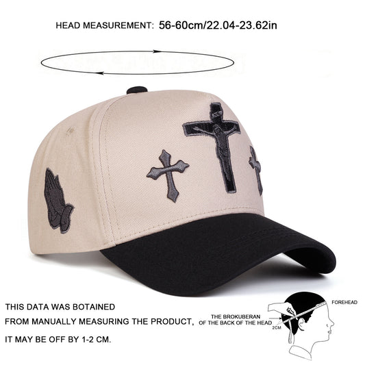 A Men'S Cross Five-Panel Baseball Cap, Adjustable And Stylish, Perfect for Outdoor Activities During Spring And Autumn, Including Travel, Beach Outings, And Parties