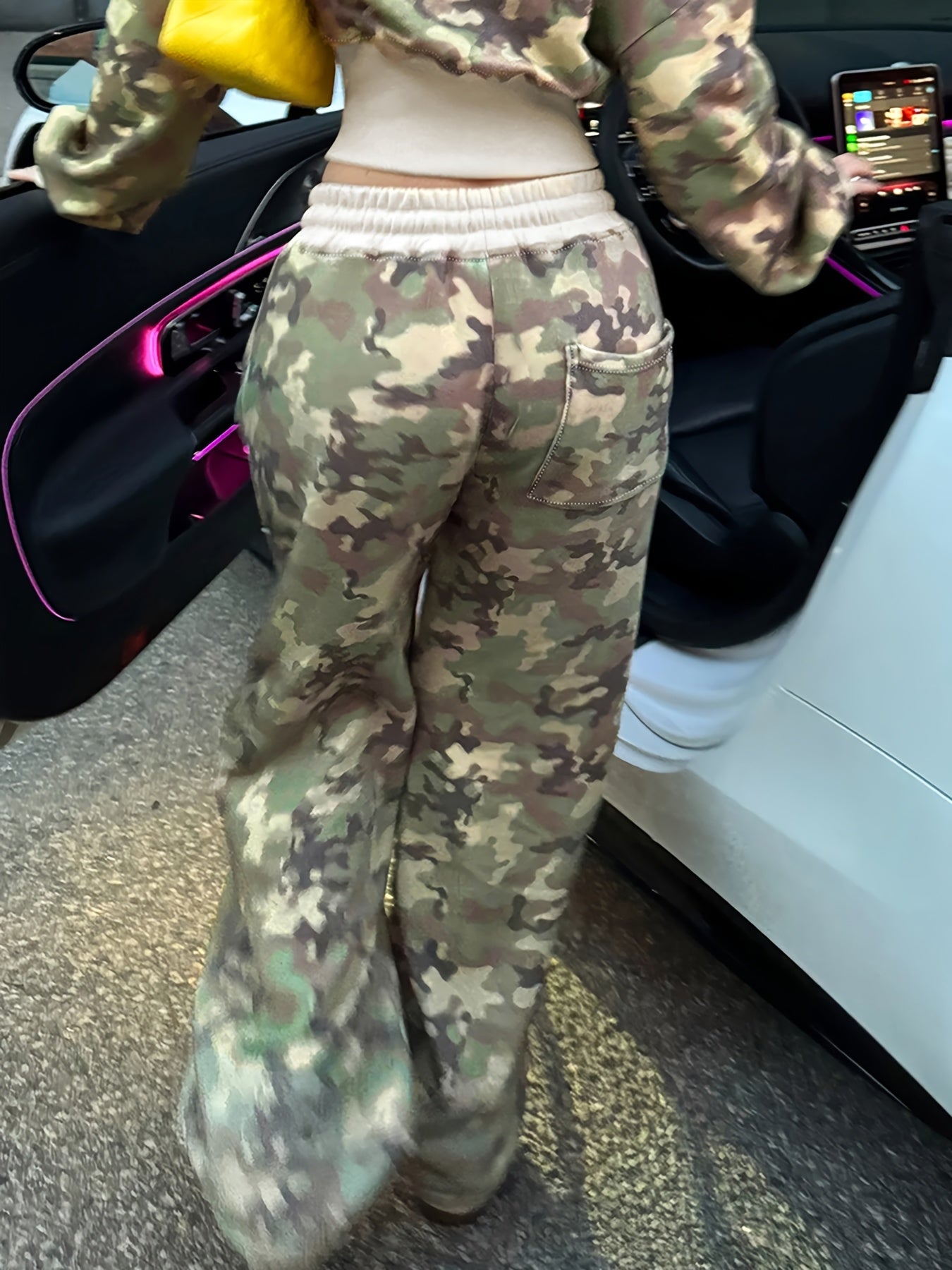 Color-Blocked Camo Street Casual Straight-Leg Pants for Women